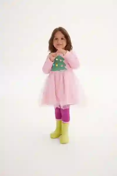 Resim Nakışlı Tüllü Elbise 16956