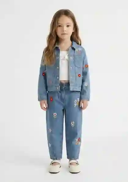 Resim Çiçekli Kot Pantolon 19266