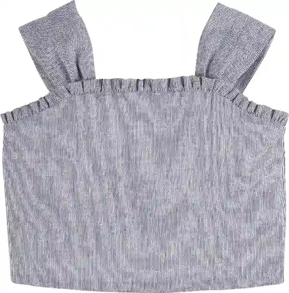 Resim Çizgili Crop Bluz 40053