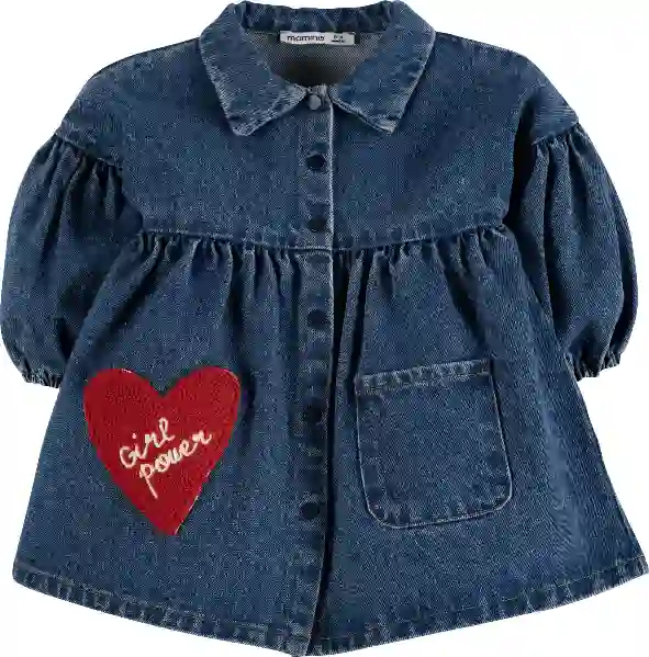 Resim Nakışlı Kot Gömlek Elbise 16873