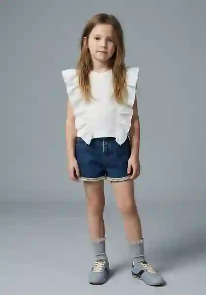 Resim Dantelli Kot Şort 19239